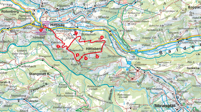 Karte Hittisberg-Wanderung