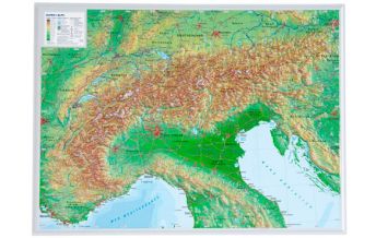 Raised Relief Maps 3D Reliefkarte Alpen 1:1.200.000 ohne Rahmen georelief GbR