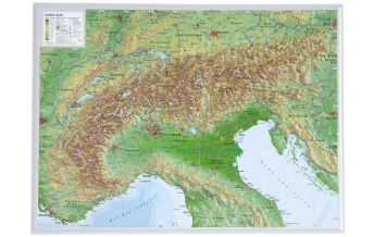 Raised Relief Maps 3D Reliefkarte Alpen 1:2.400.000 ohne Rahmen georelief GbR