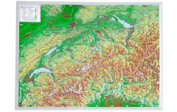 Raised Relief Maps 3D Reliefkarte Schweiz 1:1.000.000 ohne Rahmen georelief GbR