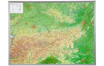 Raised Relief Maps 3D Reliefkarte Österreich 1:800.000 mit Alurahmen georelief GbR