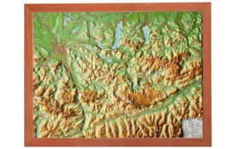 Raised Relief Maps 3D Reliefkarte Salzkammergut 1:300.000 mit Holzrahmen georelief GbR