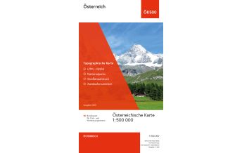 Straßenkarten Österreich Topographische Karte ÖK500, Österreich physisch - gefaltet 1:500.000 BEV – Bundesamt für Eich- und Vermessungswesen