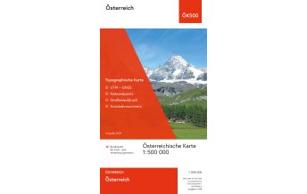 Straßenkarten Österreich Topographische Karte ÖK500, Österreich physisch - gefaltet 1:500.000 BEV – Bundesamt für Eich- und Vermessungswesen