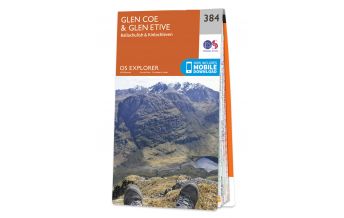 Hiking Maps Scotland OS Explorer Map 384, Glen Coe and Glen Etive 1:25.000 Ordnance Survey UK