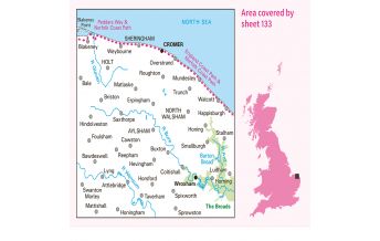 Hiking Maps England OS Landranger Map 133, North East Norfolk 1:50.000 Ordnance Survey UK