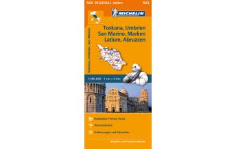 Straßenkarten Italien Michelin-Straßenkarte 563, Toskana, Umbrien, San Marino, Marken, Latium, Abruzzen 1:400.000 Michelin