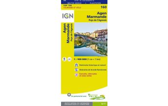 Hiking Maps IGN Carte 160 Top 100 Frankreich - Agen, Marmande 1:100.000 IGN