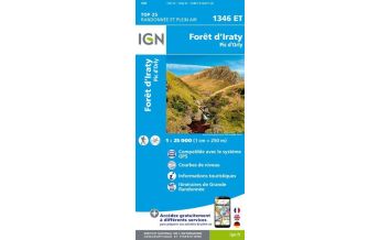 Hiking Maps Pyrenees IGN Carte 1346 ET, Forêt d'Iraty, Pic d'Orhy 1:25.000 IGN