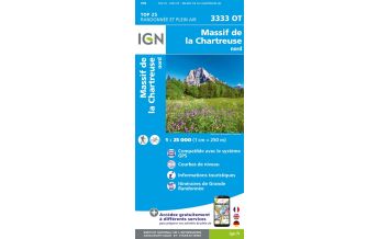 Hiking Maps France IGN Carte 3333 OT, Massif de la Chartreuse Nord 1:25.000 IGN