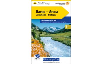 Hiking Maps Switzerland K+F-Wanderkarte 13, Davos, Arosa 1:60.000 Hallwag Kümmerly+Frey AG