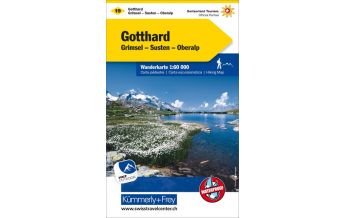 Hiking Maps Switzerland K+F-Wanderkarte 19, Gotthard, Grimsel, Susten, Oberalp 1:60.000 Hallwag Kümmerly+Frey AG