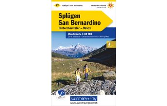 Hiking Maps Switzerland Wanderkarte 27, Splügen, San Bernardino, Hinterrheintäler, Misox 1:60.000 Hallwag Kümmerly+Frey AG