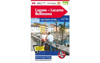 Cycling Maps K+F Velokarte 18, Lugano, Locarno, Bellinzona 1:60.000 Hallwag Kümmerly+Frey AG