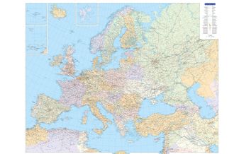 Poster and Wall Maps Europakarte politisch Poster 1:4,5 Mio. Hallwag Kümmerly+Frey AG