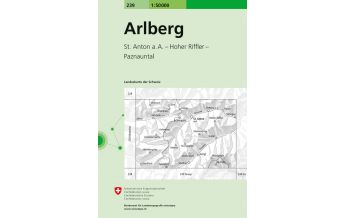 Hiking Maps Vorarlberg Landeskarte der Schweiz 239, Arlberg 1:50.000 Bundesamt für Landestopographie