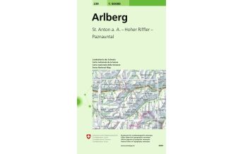 Wanderkarten Vorarlberg Landeskarte der Schweiz 239, Arlberg 1:50.000 Bundesamt für Landestopographie