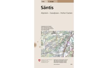 Hiking Maps North Switzerland Landeskarte der Schweiz 1115, Säntis 1:25.000 Bundesamt für Landestopographie