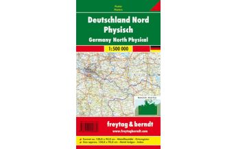 Germany Wandkarte-Metallbestäbt: Deutschland Nord physisch 1:500.000 Freytag-Berndt und Artaria