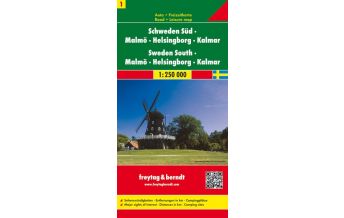 f&b Road Maps freytag & berndt Auto + Freizeitkarte Schweden 1 Süd - Malmö - Helsingborg - Kalmar 1:250.000 Freytag-Berndt und ARTARIA