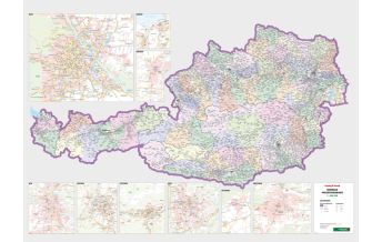 f&b Road Maps Wandkarte-Magnetmarkiertafel: Österreich Postleitzahlen 1:500.000 Freytag-Berndt und Artaria