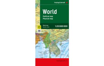 f&b Road Maps World map, political - physical, english, 1:20.000.000, folded, freytag & berndt Freytag-Berndt und Artaria