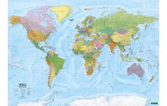 World Maps Weltkarte, politisch - physisch, 1:20.000.000, Poster metallbestäbt, freytag & berndt Freytag-Berndt und Artaria