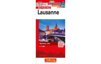 Stadtpläne Lausanne 3 in 1 City Map Hallwag Verlag