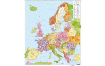 f&b Posters and Wall Maps Europa Postleitzahlenkarte 1:3.700.000 mit Metallleisten Freytag-Berndt und Artaria