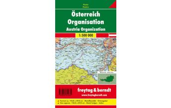 Österreich Wandkarte-Metallbestäbt: Österreich Organisation politisch 1:500.000 Freytag-Berndt und Artaria