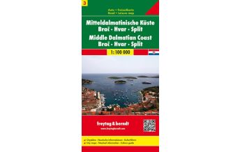 f&b Road Maps freytag & berndt Auto + Freizeitkarte Kroatien Blatt 3, Mitteldalmatinische Küste, Brač - Hvar - Split 1:100.000 Freytag-Berndt und ARTARIA