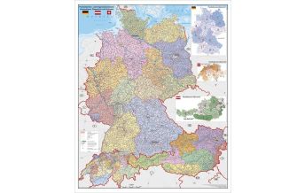 Austria Deutschland, Österreich und Schweiz, Postleitzahlen- und Organisationskarte Stiefel GmbH