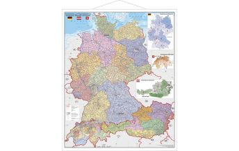 Poster and Wall Maps Deutschland, Österreich, Schweiz Postleitzahlen- und Organisationskarte mit Metallbeleistung Stiefel GmbH