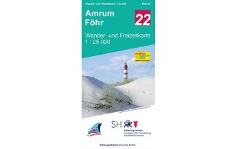 Wanderkarten Schleswig-Holstein Wander- und Freizeitkarte 22, Amrum, Föhr 1:25.000 Landesvermessungsamt Schleswig-Holstein