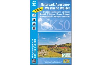 Hiking Maps Bavaria UK50-32 Naturpark Augsburg - Westliche Wälder 1:50.000 LDBV