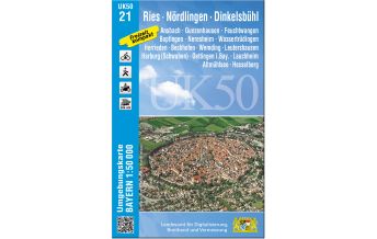 Wanderkarten Bayern UK50-21 Ries, Nördlingen, Dinkelsbühl 1:50.000 LDBV