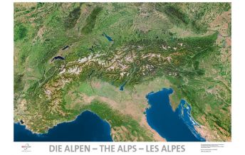 Poster and Wall Maps Satellitenbildkarte  "Die Alpen" EoVision