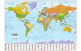 Weltkarten Weltkarte politisch mit Flaggen 1:30.000.000 Interkart Direct