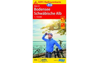 Cycling Maps ADFC-Radtourenkarte 25, Bodensee, Schwäbische Alb 1:150.000 BVA BikeMedia