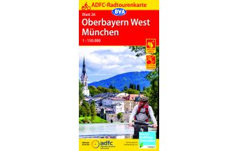 Cycling Maps ADFC-Radtourenkarte 26, Oberbayern West, München 1:150.000 BVA BikeMedia