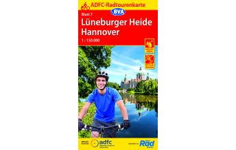 Radkarten ADFC-Radtourenkarte 7, Lüneburger Heide, Hannover 1:150.000 BVA BikeMedia