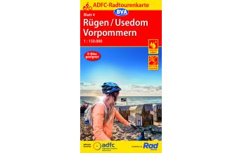 Cycling Maps ADFC-Radtourenkarte 4, Rügen, Usedom, Vorpommern 1:150.000 BVA BikeMedia