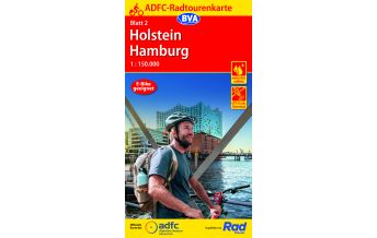 Radkarten ADFC-Radtourenkarte 2, Holstein, Hamburg 1:150.000 BVA BikeMedia