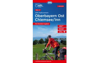 Radkarten ADFC-Radtourenkarte 27, Oberbayern Ost, Chiemsee, Inn 1:150.000 BVA BikeMedia