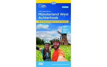 Cycling Maps ADFC-Regionalkarte Münsterland West / Flusslandschaft Achterhoek, 1:75.000, mit Tagestourenvorschlägen, reiß- und wetterfest, E-Bike-geeignet, GPS-Tracks-Download BVA BikeMedia