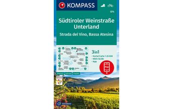 Hiking Maps South Tyrol + Dolomites Kompass-Karte 074, Südtiroler Weinstraße/Strada del Vino, Unterland/Bassa Atesina 1:25.000 Kompass-Karten GmbH