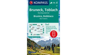 Hiking Maps South Tyrol + Dolomites Kompass-Karte 57, Bruneck/Brunico, Toblach/Dobbiaco, Hochpustertal/Alta Pusteria 1:50.000 Kompass-Karten GmbH