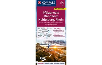 Radkarten KOMPASS Fahrradkarte Pfälzerwald, Mannheim, Heidelberg, Rhein 1:70.000, FK 3352 Kompass-Karten GmbH