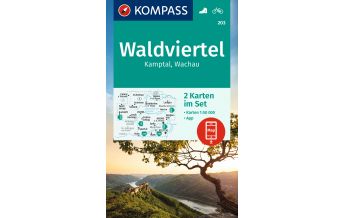Wanderkarten Niederösterreich Kompass-Kartenset 203, Waldviertel, Kamptal, Wachau 1:50.000 Kompass-Karten GmbH