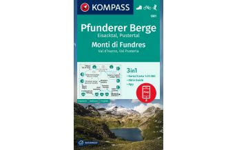 Wanderkarten Südtirol & Dolomiten Kompass-Karte 081, Pfunderer Berge/Monti di Fundres, Eisacktal/Val d'Isarco, Pustertal/Val Pusteria 1:25.000 Kompass-Karten GmbH